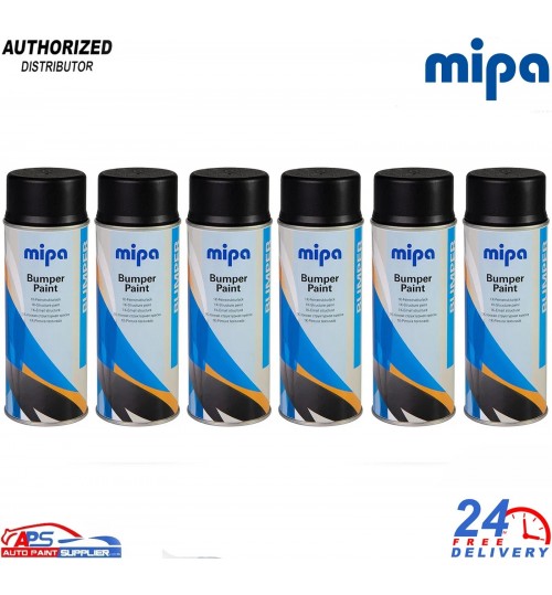 MIPA Plastic Topcoat Aerosol 400ml – 6x Black Bumper Spray Cans